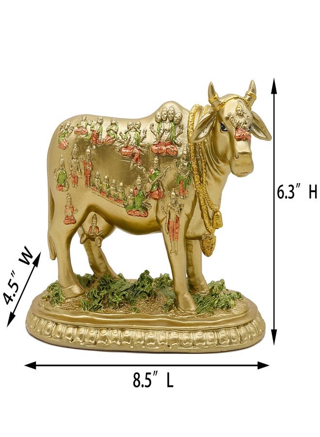 BangBangDa Hindu God Kamadhenu Cow Statue - Hinduism Diwali Gifts Home Office Mandir Altar Shrie Pooja Item Spiritural Ornament for Yoga Room Wish-Fulfilling Cow Sculpture Indian Wedding Return Gifts Pooja Item - Image 5